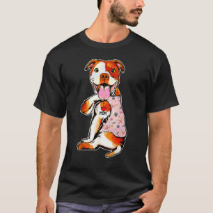 Ik hou van mama Tattoo Pit Bull Dog Flowers Moeder T-shirt