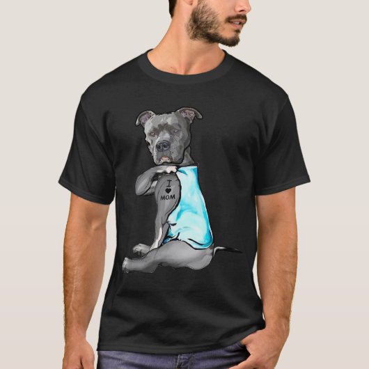 Ik hou van mama Tattoo Pitbull Hondenliefhebber Vr T-shirt (Voorkant)