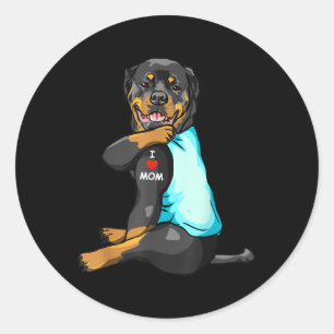 Ik hou van mama Tattoo Rottweiler Mam Hondenliefhe Ronde Sticker