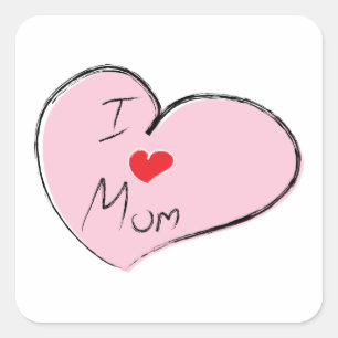 Ik hou van mama vierkante sticker