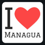 Ik hou van managua vierkante sticker<br><div class="desc">Ik hou van managua,  voor liefhebbers van Nicaragua</div>
