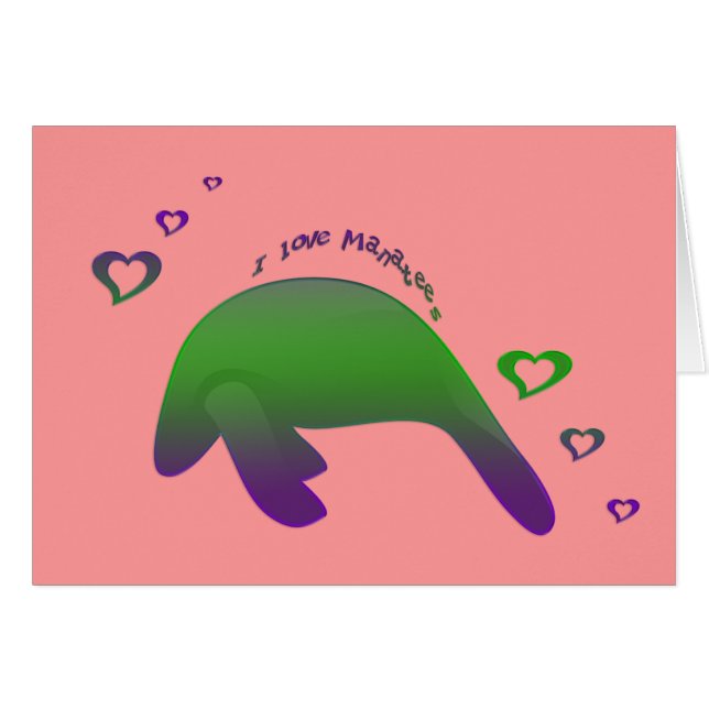 Ik hou van Manatees Green Paars - Gepersonaliseerd (Voorkant Horizontaal)