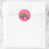 Ik hou van Manatees Green Paarse Ronde Sticker (Tas)