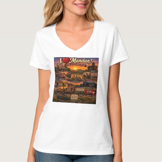 Ik HOU van Mandan Sunset T-shirt (Voorkant)