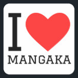 Ik hou van mangaka vierkante sticker<br><div class="desc">Ik hou van mangaka,  voor anime liefhebbers</div>