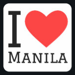 Ik hou van Manilla Vierkante Sticker<br><div class="desc">Ik hou van Manilla,  voor Filippijnse liefhebbers</div>