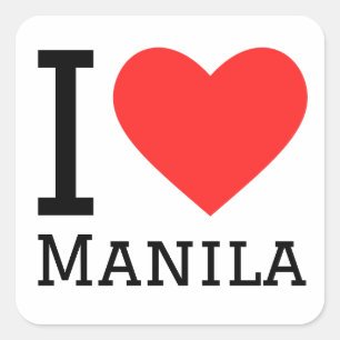 Ik hou van Manilla Vierkante Sticker