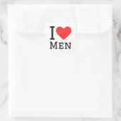 Ik hou van mannen vierkante sticker (Tas)