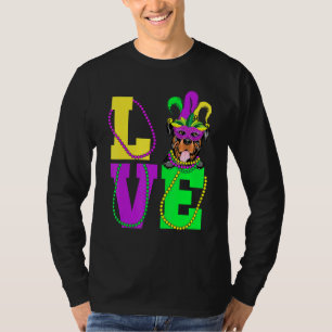 Ik hou van Mardi Gras Funny Rottweiler Dog Mask Co T-shirt
