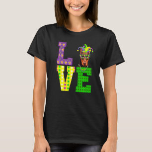 Ik hou van Mardi Gras Grappige Dobermann Hond Mann T-shirt