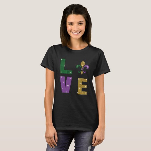 Ik hou van Mardi Gras kostuum Mardi Gras Outfit vo T-shirt (Voorkant volledig)