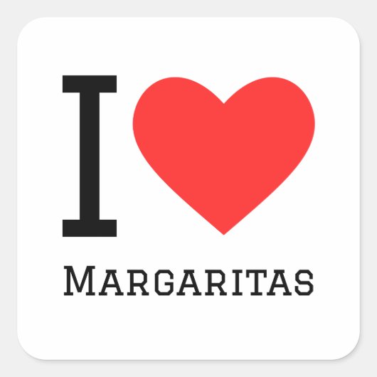 Ik hou van margaritas vierkante sticker (Voorkant)