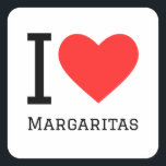 Ik hou van margaritas vierkante sticker<br><div class="desc">Ik hou van margarita's,  voor cocktailliefhebbers</div>