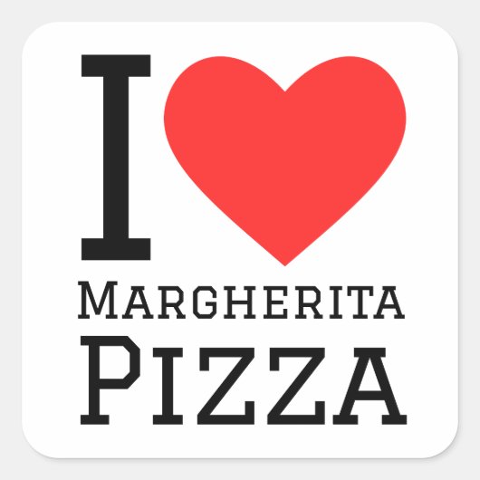 Ik hou van margherita pizza vierkante sticker (Voorkant)