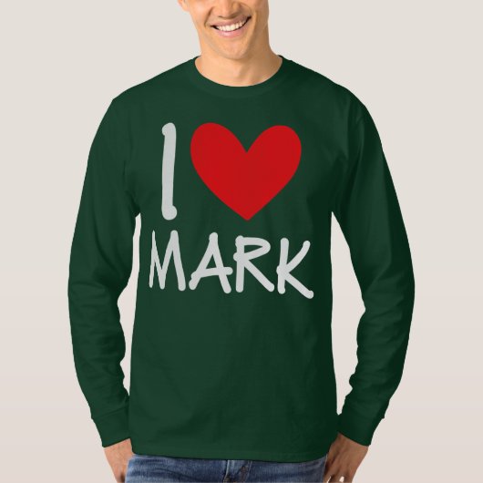 Ik hou van Mark Name Persoonlijke Mannen Guy BFF F T-shirt (Voorkant)