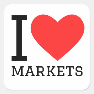 Ik hou van markten vierkante sticker