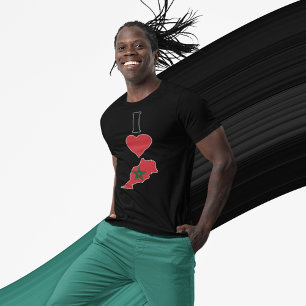 Ik hou van Marokko Verticaal hart Marokkaanse vlag T-shirt