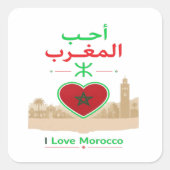 Ik hou van Marokko Vierkante Sticker (Voorkant)