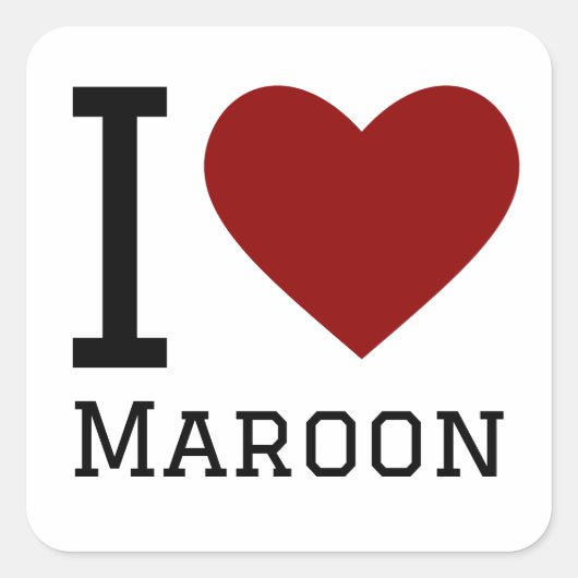 Ik hou van maroon square sticker (Voorkant)