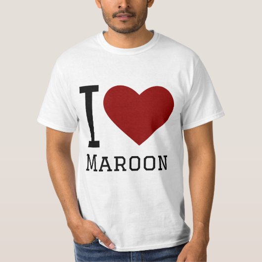 Ik hou van maroon square sticker t-shirt (Voorkant)