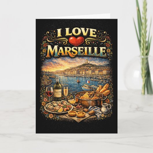 Ik hou van Marseille Feestdagen Kaart (Voorkant)