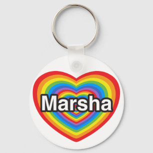 Ik hou van Marsha. Ik hou van je Marsha. Hart Sleutelhanger