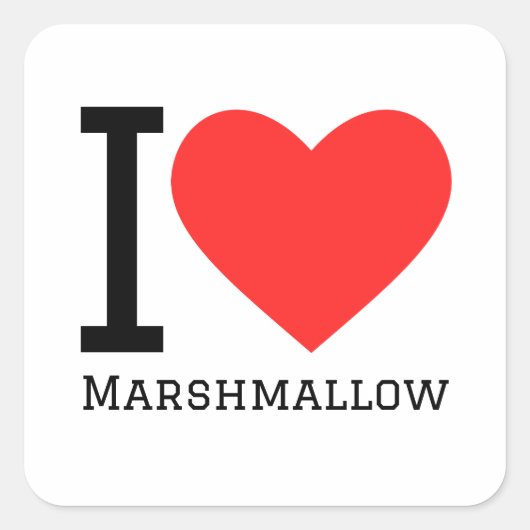 Ik hou van marshmallows vierkante sticker (Voorkant)