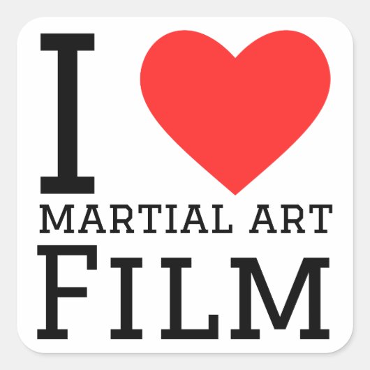Ik hou van martial art films vierkante sticker (Voorkant)
