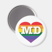 Ik hou van Maryland Gay Pride Rainbow Heart Magneet (Voorkant / Achterkant)