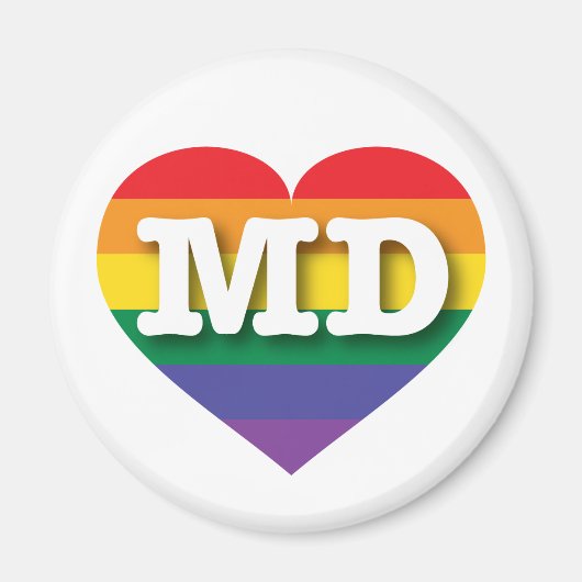 Ik hou van Maryland Gay Pride Rainbow Heart Magneet (Voorkant)