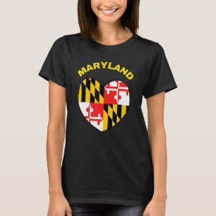 Ik hou van Maryland MD Staatsvlag Hart Baltimore E T-shirt