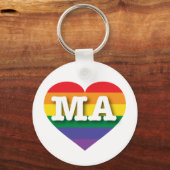 Ik hou van Massachusetts Gay Pride Rainbow Heart Sleutelhanger (Voorkant)