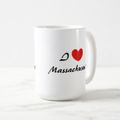 Ik hou van Massachusetts Heart Typography Coffee M Koffiemok (Voorkant rechts)