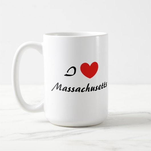 Ik hou van Massachusetts Heart Typography Coffee M Koffiemok (Links)