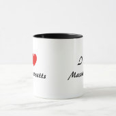 Ik hou van Massachusetts Heart Typography Coffee M Mok (Midden)