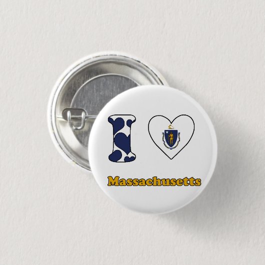 Ik hou van Massachusetts Ronde Button 3,2 Cm (Voorkant /achterkant)