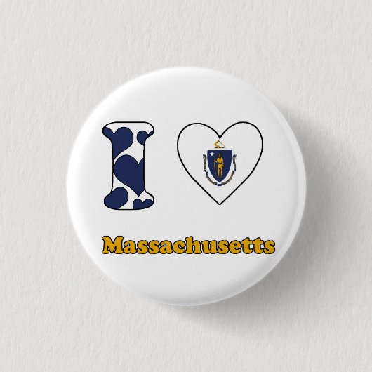 Ik hou van Massachusetts Ronde Button 3,2 Cm (Voorkant)