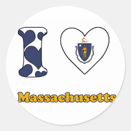 Ik hou van Massachusetts Ronde Sticker (Voorkant)