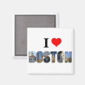 Ik hou van Massachusetts uit Boston Travel City Fo Magneet (Voorkant / Achterkant)