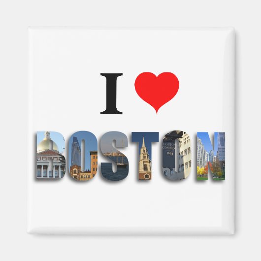 Ik hou van Massachusetts uit Boston Travel City Fo Magneet (Voorkant)