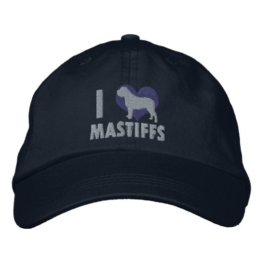 Ik hou van Mastiffs geborduurd Pet (blauw) (Voorkant)