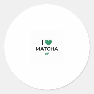 Ik hou van Matcha Groene Thee Minimalistisch  Ronde Sticker