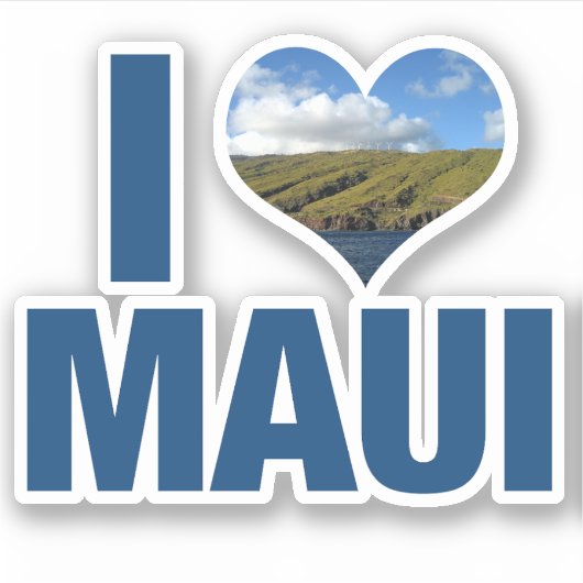 Ik hou van Maui Hawaii Sticker (Voorkant)