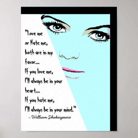 Ik hou van me of haat me Poster William Shakespear (Voorkant)