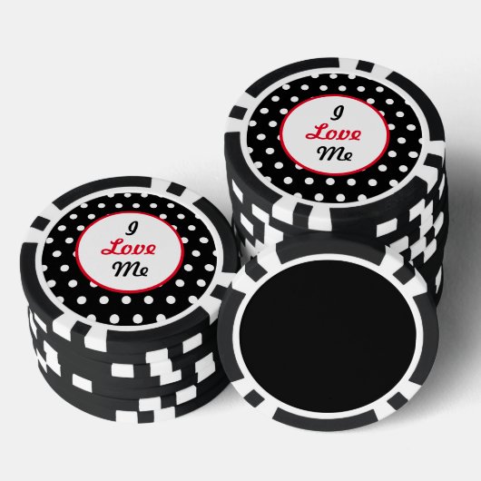 Ik hou van me pokerchips (zwart, wit & rood) (Opstapeling)