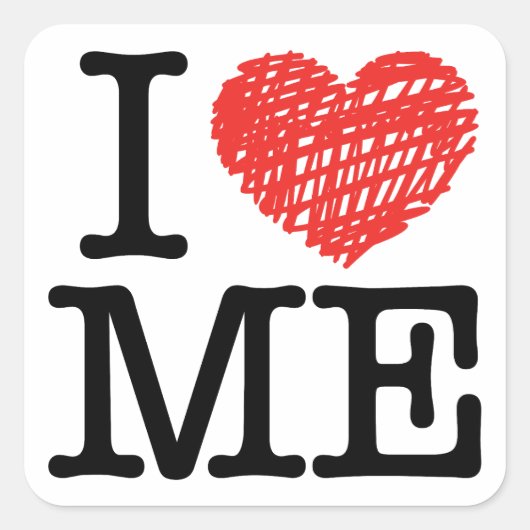 Ik hou van me vierkante sticker (Voorkant)