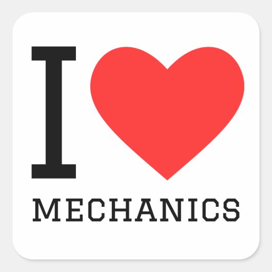 Ik hou van mechanica vierkante sticker (Voorkant)