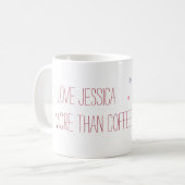 Ik hou van ____ meer dan koffie, rood. koffiemok (Voorkant links)