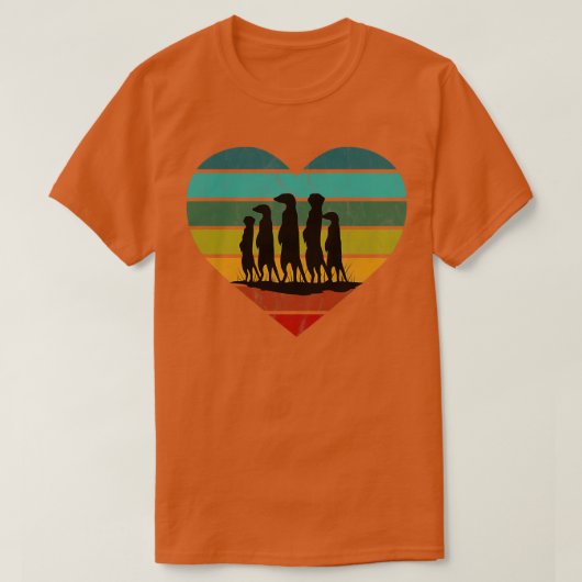 Ik hou van Meerkats retro hart T-shirt (Design voorkant)