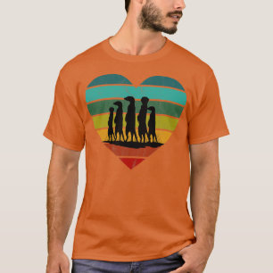 Ik hou van Meerkats retro hart T-shirt